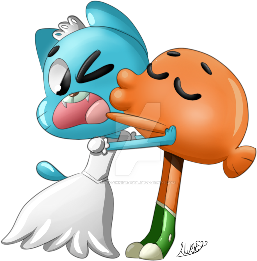 I Am Gumball By Arachnide-pool - Gumball And Darwin Kiss (1024x1013)