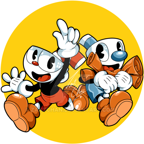 Tybay 462 20 Cuphead And Mugman By Zantchan - Cuphead Png Dab (600x609)