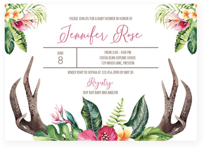 Bohemian Girl Baby Shower Invite Template By Littlesizzle - Boho Invitation Template (819x1024)
