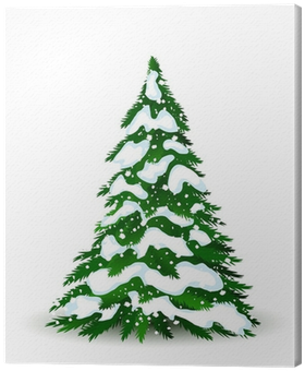 Christmas Tree In Winter, Vector Card For Design Canvas - Christmas Tree (400x400)