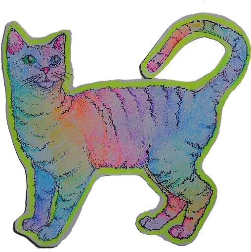 Psychedelic Kitty Sticker By Flowwwer - File Format (712x540)
