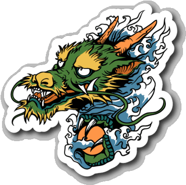 Japanese Dragon Sticker (500x500)