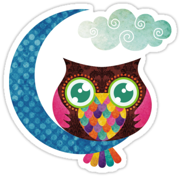 Stickers - My Crescent Owl Tote Bag, Adult Unisex, Natural (375x360)