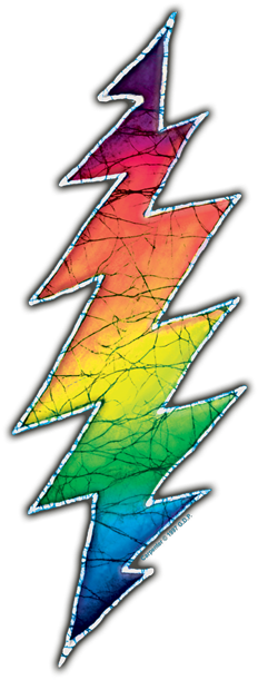 Mini Sticker- Rainbow Bolt - Grateful Dead Lightning Bolt Art Decal (250x624)