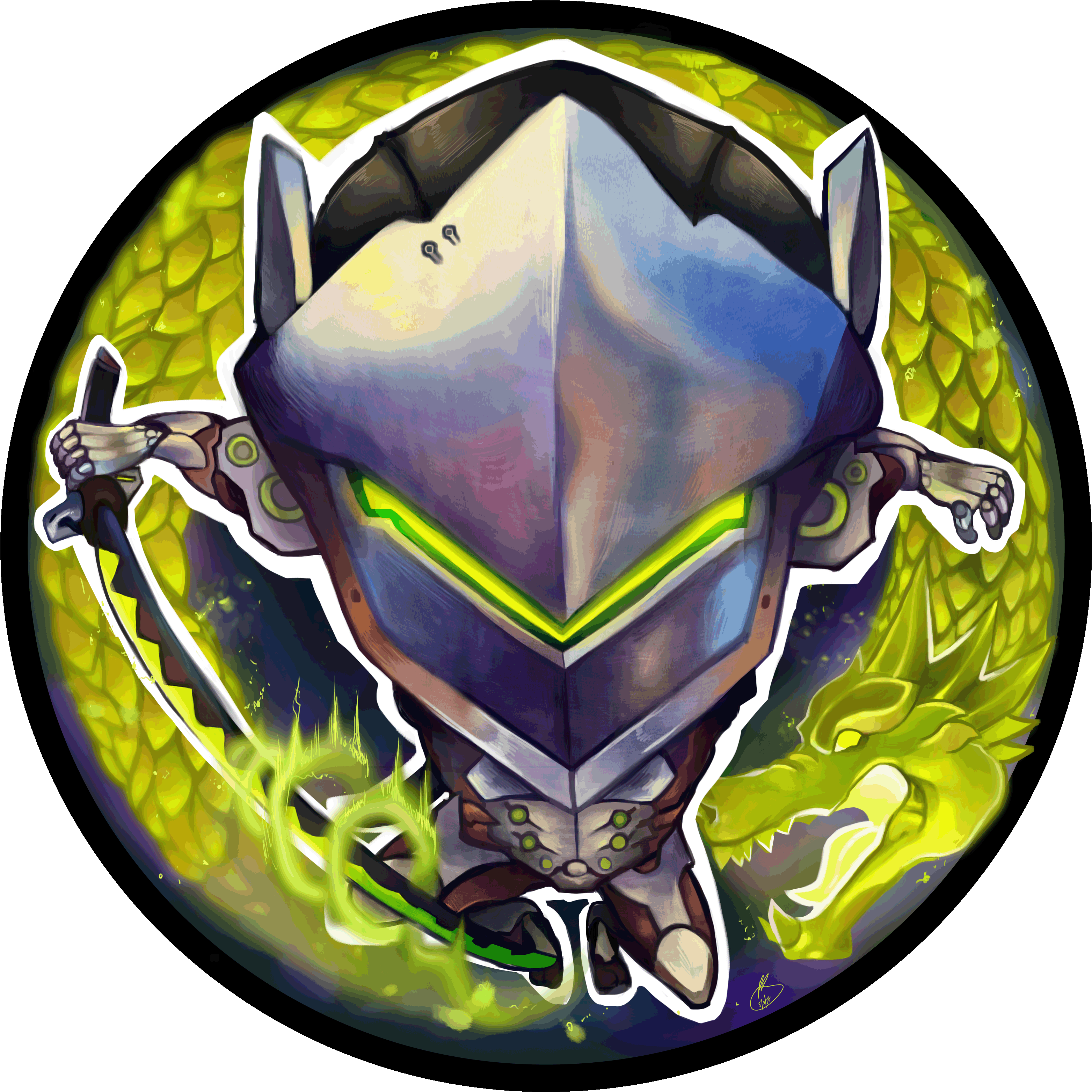 Genji Sticker By Perrichan - Emblem (3600x3600)