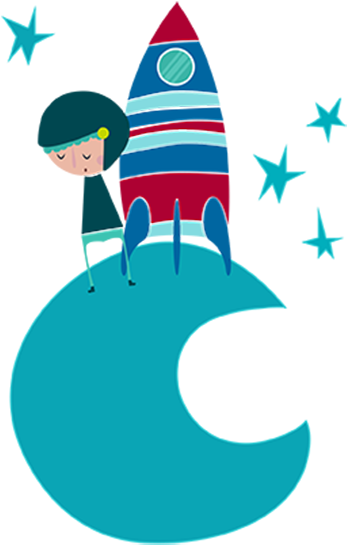 Blue Moon Astronaut Wall Sticker - Blue Moon Astronaut Wall Sticker (374x554)