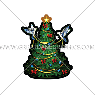 Birds Decorating Tree - Ornament Merry Christmas Tree Tie-dye T-shirt For Kids (385x385)