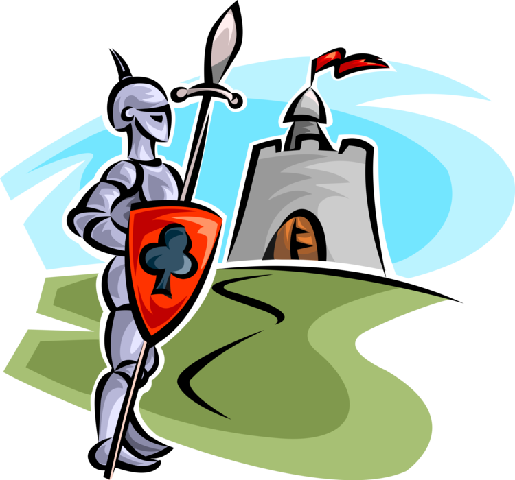Knight In Armor Outside A Castle Royalty Free Vector - Illustration (750x700)