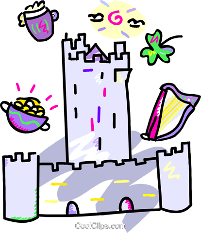 European Castle Royalty Free Vector Clip Art Illustration - European Castle Royalty Free Vector Clip Art Illustration (414x480)