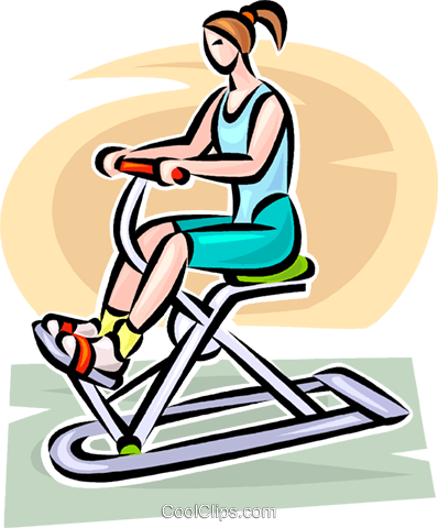 Woman Working On An Exercise Machine Royalty Free Vector - Sitting (398x480)