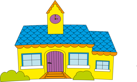 Elementary School Escuela Drawing School Bell - School Building Cartoon Png (563x340)