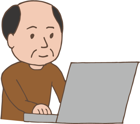 Middle-aged Man Using Laptop - Illustration (595x842)