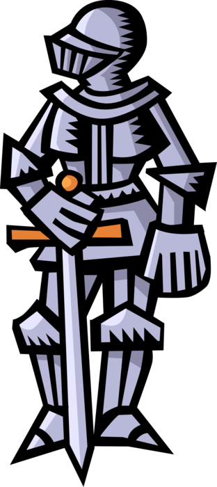 Vector Illustration Of Medieval Chivalrous Knight In - Ritter In Rüstung Clipart (312x700)