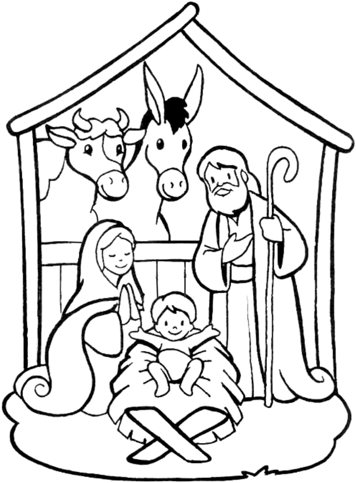 Molde Espírito Santo Eva - Christmas Crib Drawing Easy (1206x1600)