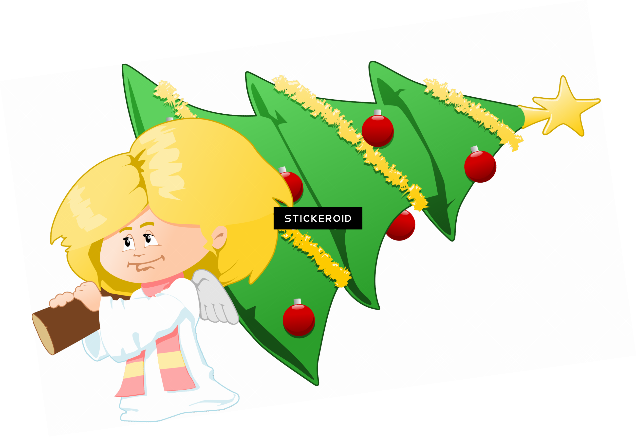 Christmas Angel - Christmas Tree Angel Greeting Cards (2578x1773)
