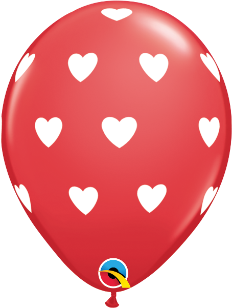 Big Hearts Red Balloon - Red And White Balloon (600x600)