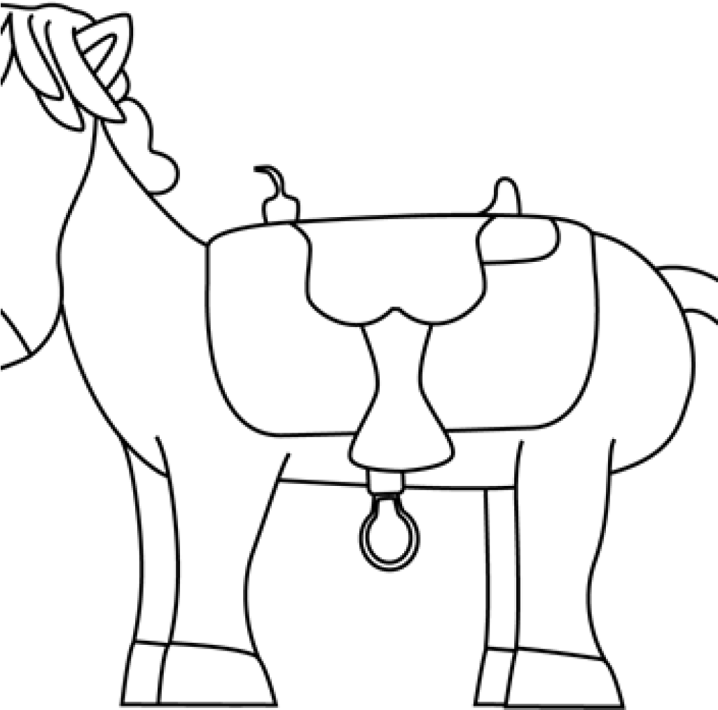 White Horse Clipart Black And White Horse With Saddle - Horse (1024x1024)