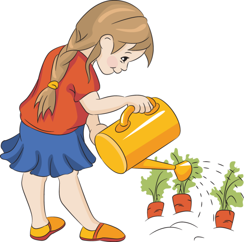 Gardening Clipart Boy - Water The Plants Png (800x793)