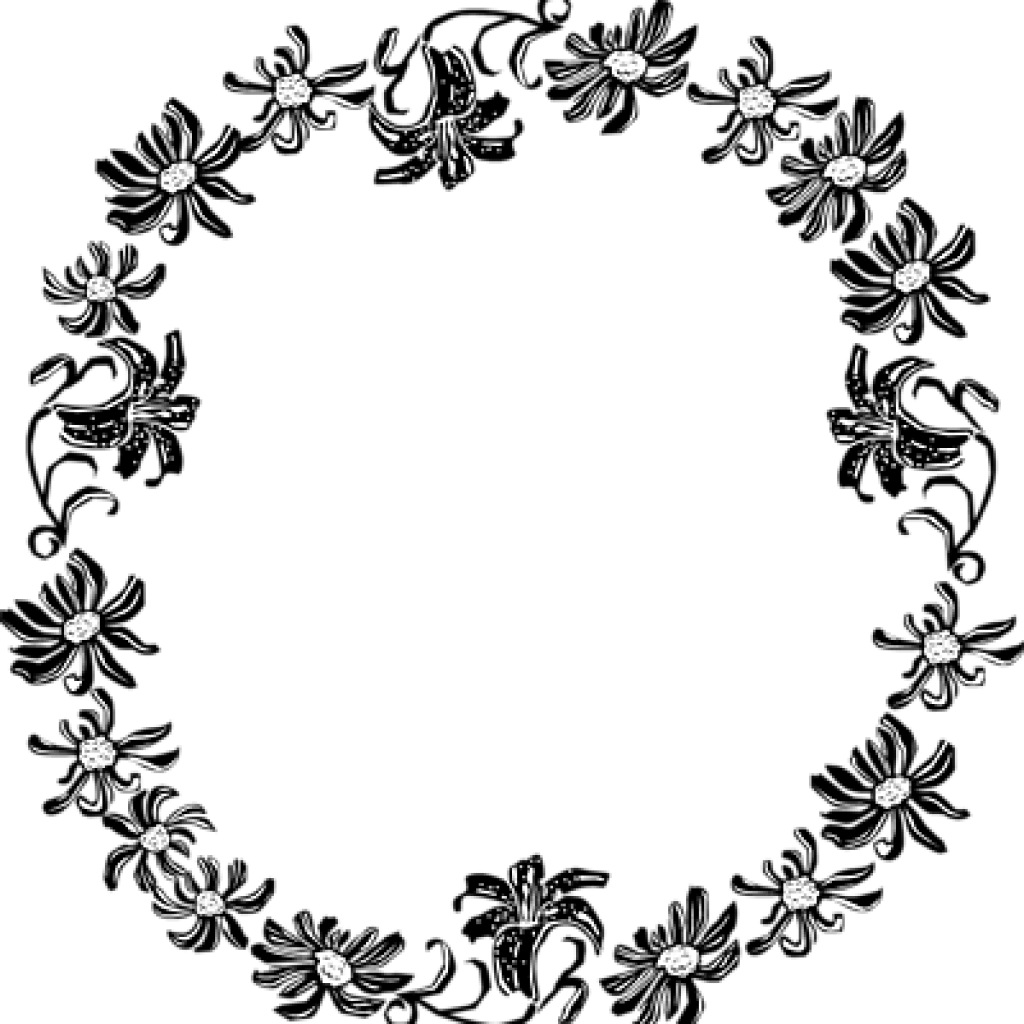 Border Clipart Black And White Black And White Flower - Black And White Floral Border (1024x1024)