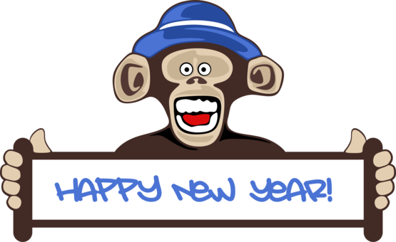New Year Card Greeting & Note Cards Wish New Year's - Happy New Year Monkey 2018 (555x340)