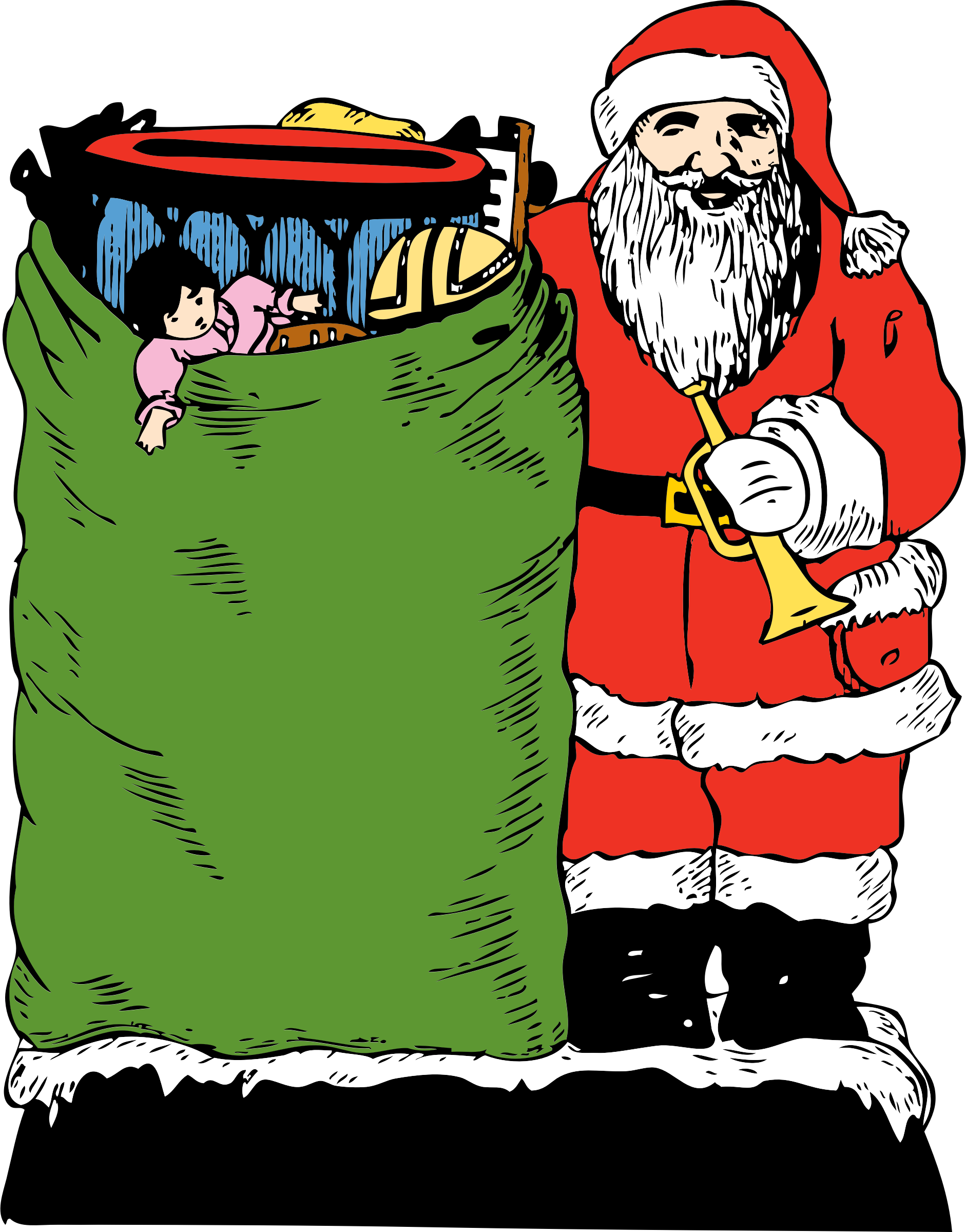 Christmas Vintage Santa With Toy Bag Card Clipart Santa - Christmas Vintage Santa With Toy Bag Card (1882x2400)