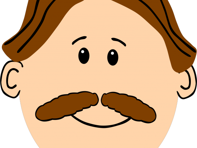 Brown Hair Clipart Big - Man With Moustache Cartoon (640x480)