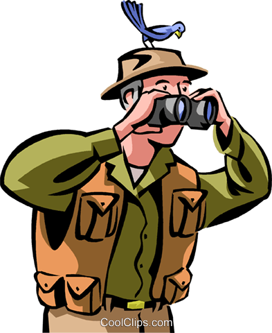 Bird Watching Royalty Free Vector Clip Art Illustration - Bird Watching Cartoon Png (393x480)