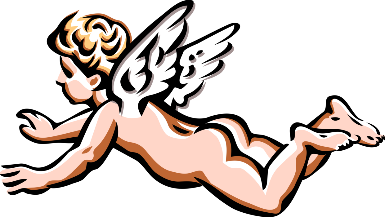 Vector Illustration Of Angelic Spiritual Cherub Angel - Cherubs (1241x700)