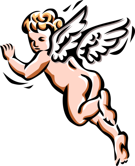 Vector Illustration Of Angelic Spiritual Cherub Angel - Vector Illustration Of Angelic Spiritual Cherub Angel (569x700)