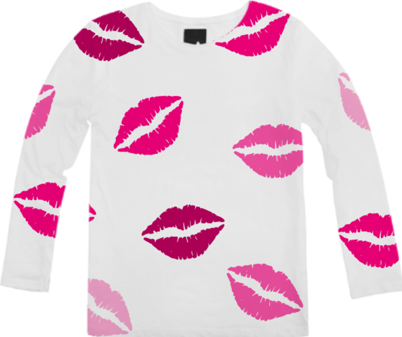 Long Sleeve Shirt Pink Lips Kiss Love $68 - Lip Kiss Png (796x668)