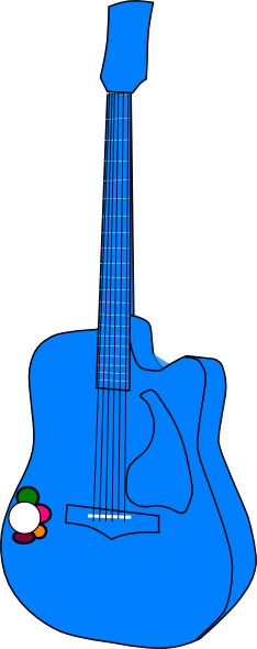 How To Set Use Guitar Flower Blue Clipart - Blue Guitar Cartoon (234x590)