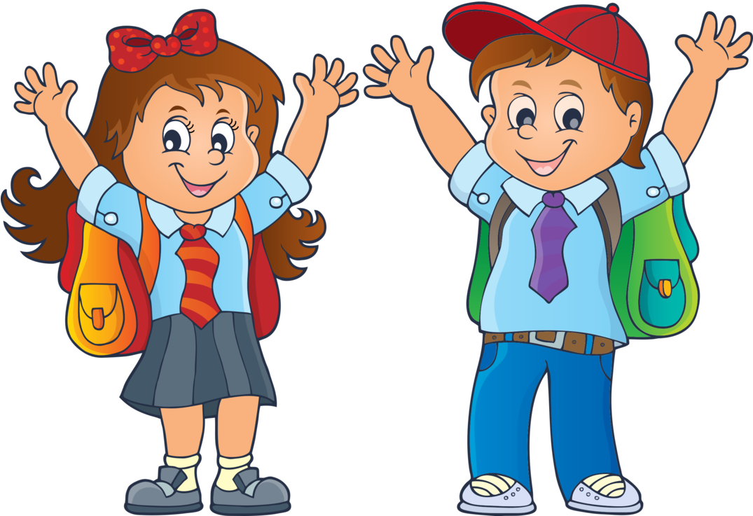Drawing Poster Art - School Uniform Cartoon (1074x750)