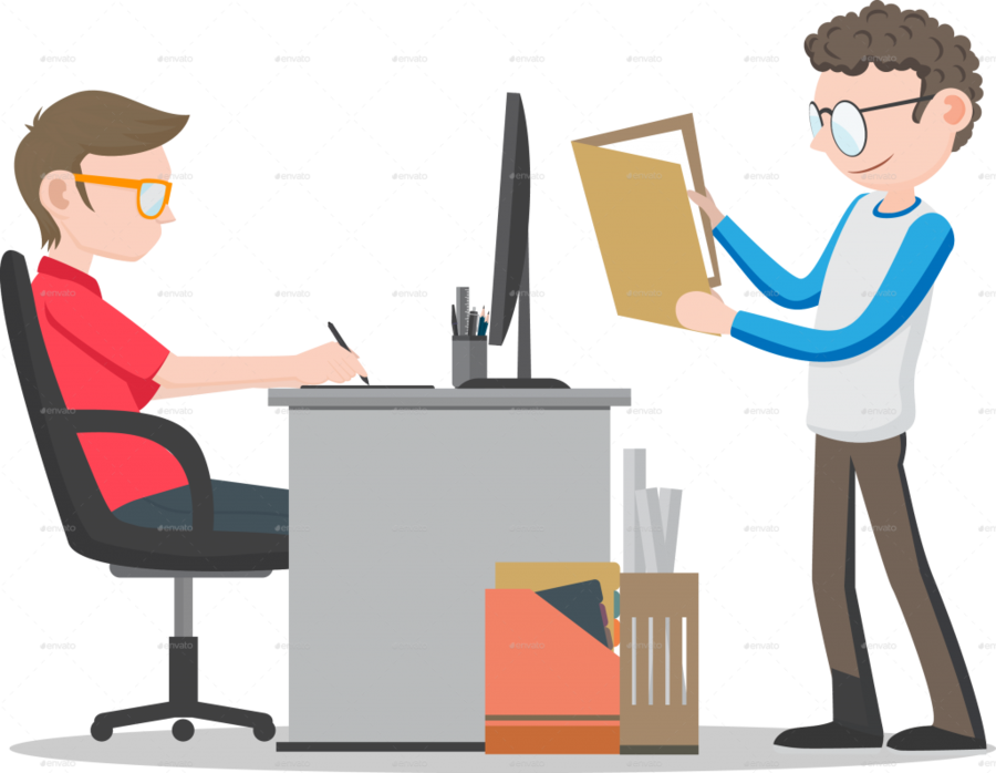 Office Worker Transparent Clipart Office Desk Clip - Office Workers Clipart Transparent Background (900x698)