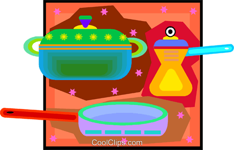 Kitchen Pots And Pans Royalty Free Vector Clip Art - Kitchen (480x307)