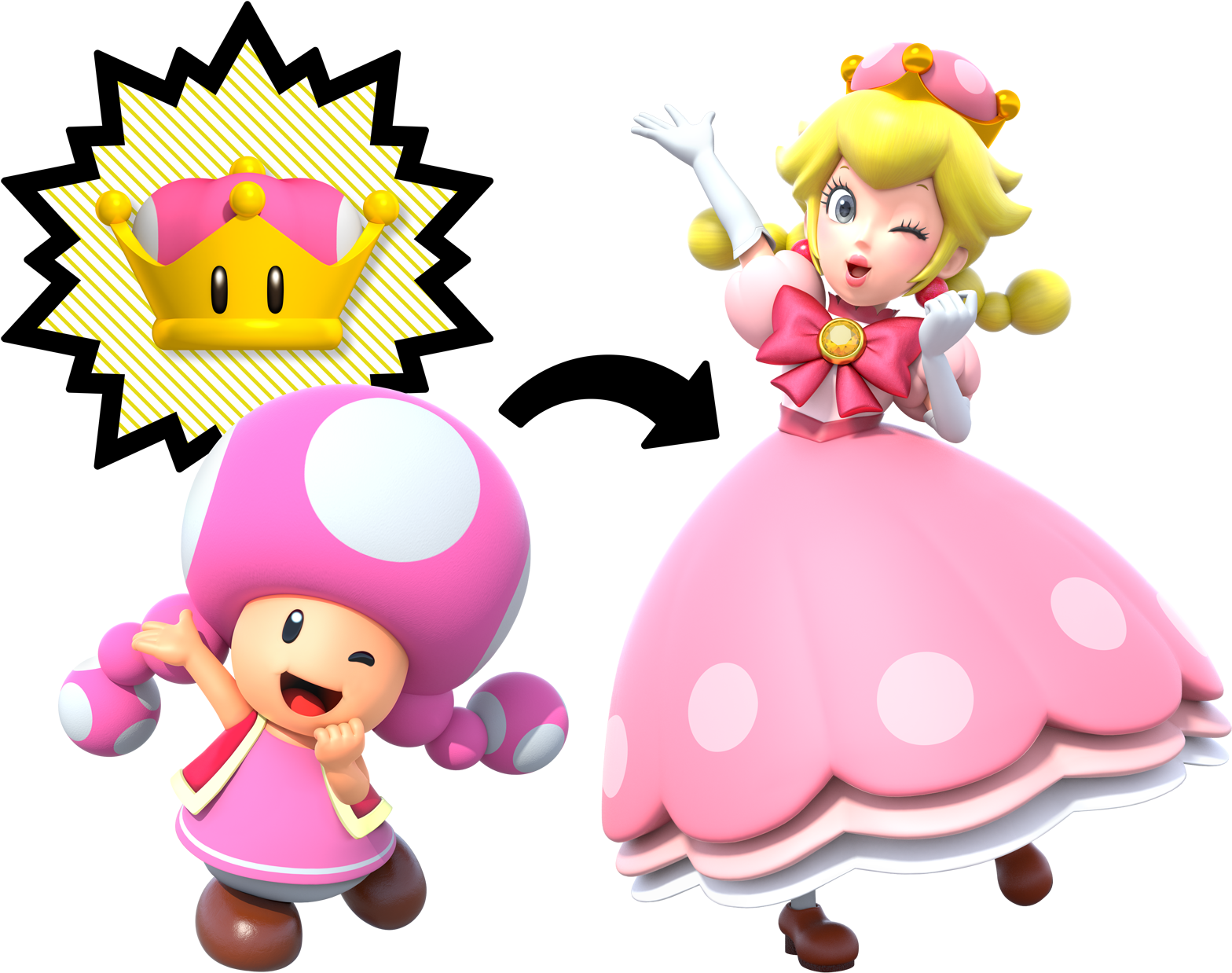 In Deluxe, Toadette's Peachette Form Retains Her Girlish - Toadette Princess (1803x1305)