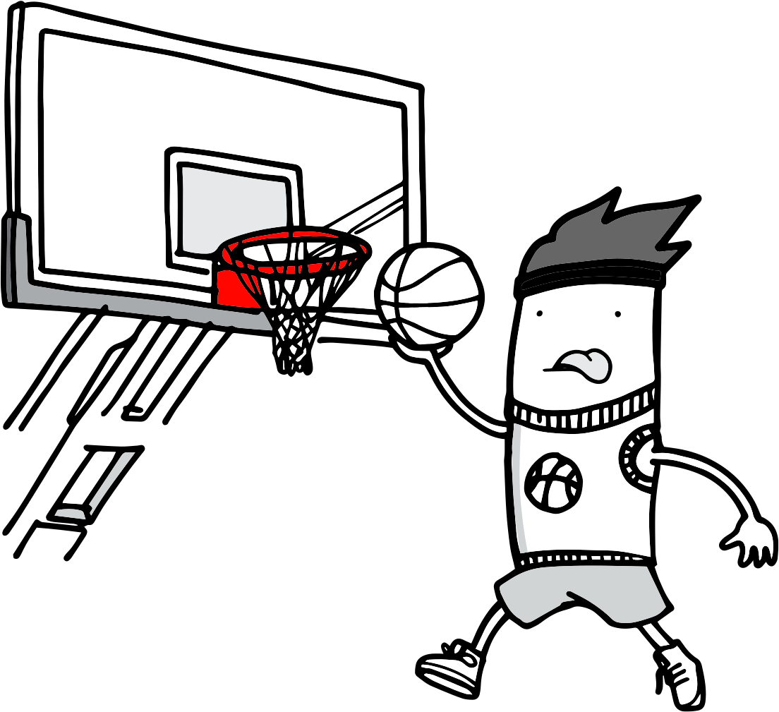 Png Freeuse Library Basketball Hoop Black And White - Streetball (1200x1200)