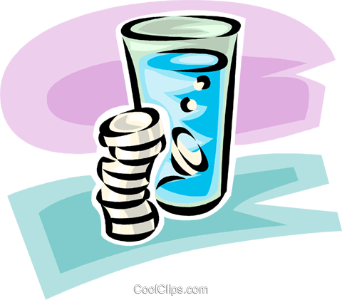 Medicine And A Glass Of Water Royalty Free Vector Clip - Medicine And A Glass Of Water Royalty Free Vector Clip (480x421)