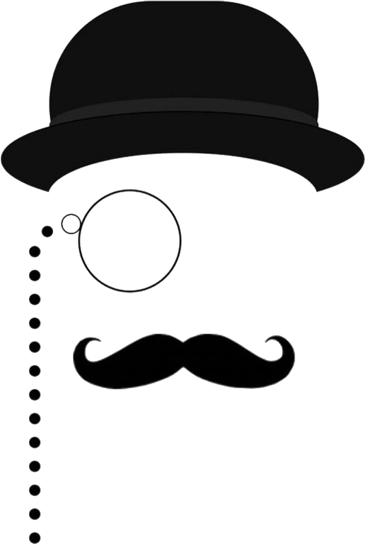 Mustache Hat Bowlerhat Monocle Silhouette Man Blackandw - Hat (1024x1258)