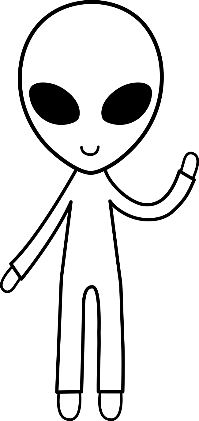 Banner Alien Clipart Black And White - Alien Clipart Black And White (650x1373)