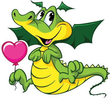 Kids Loving Baby Dragon Wall Sticker - Transparent Background Cartoon Animal (374x334)