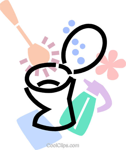 Toilette Mit Wc-bürste Und Reiniger Vektor Clipart - Limpeza Banheiro Png (406x480)