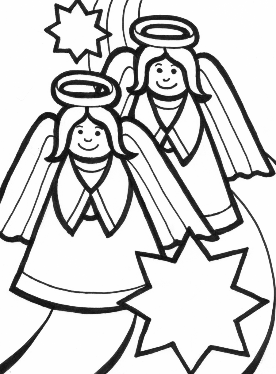 Coloring Sheets Christmas Angel Clipart Christmas Coloring - Desenhos De Anjinhos Para Pintar (900x1220)