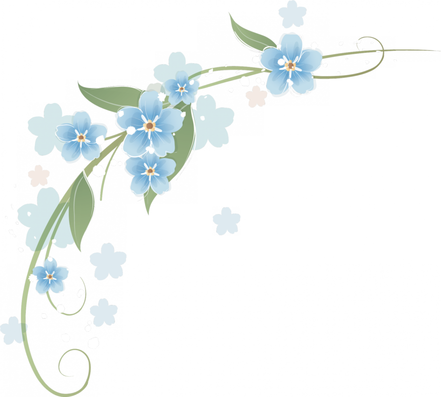 Esquinero De Flores Azules Clipart Flower Borders And - Esquinero De Flores Azules (900x810)