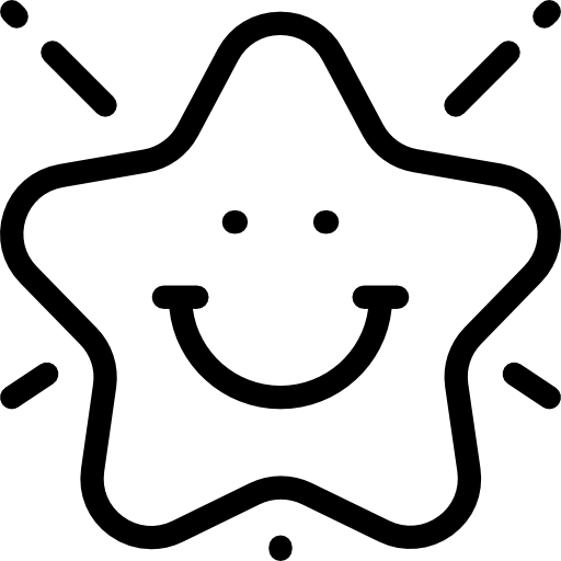 Star Free Icon - Black And White Happy Star Clipart (512x512)