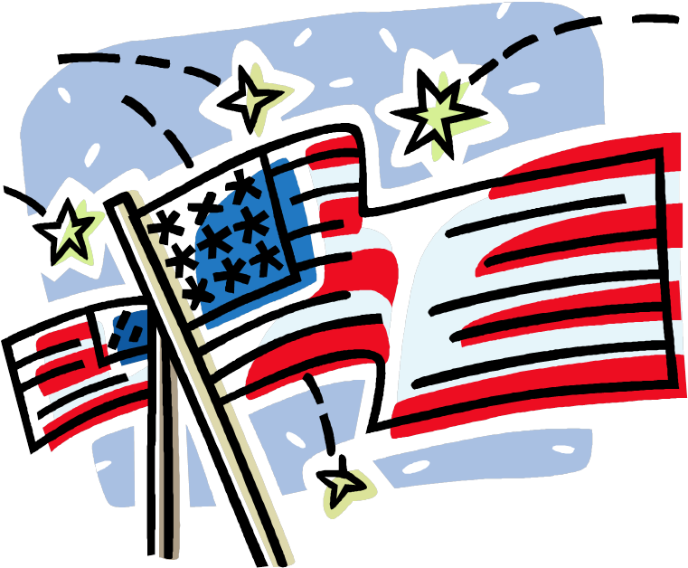 American Flags Royalty Free Vector Clip Art Illustration - Independence Day (766x644)
