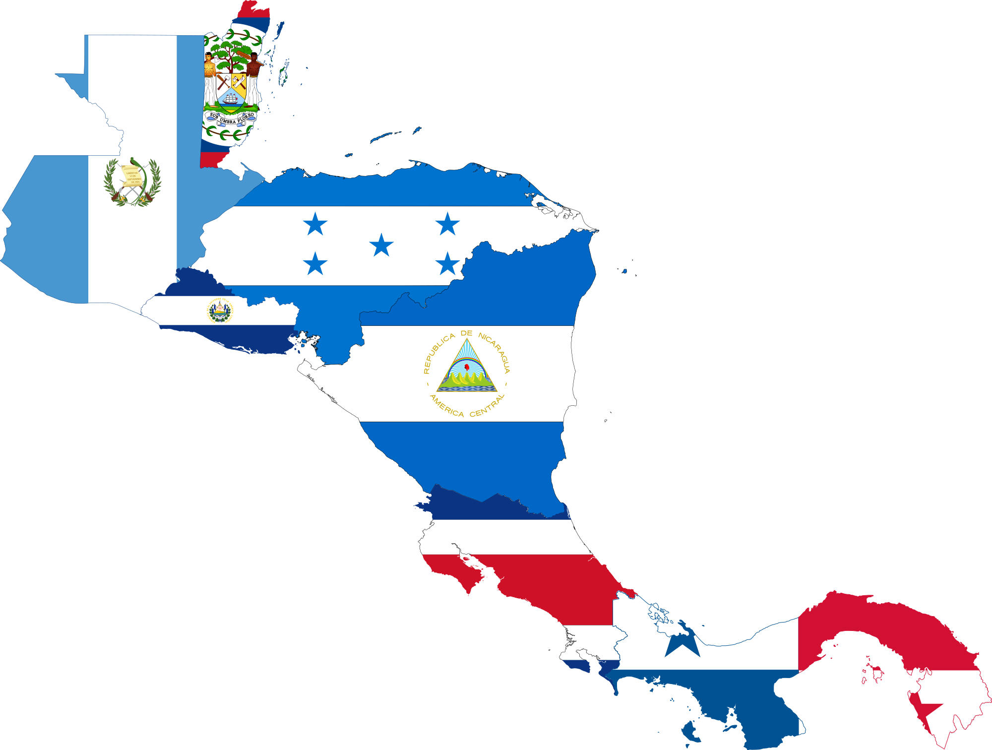 Open - Central America Map With Flags (2000x1512)