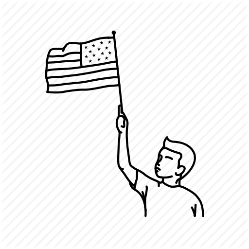 Image Royalty Free American Flag Black And White Clipart - Boy Flag Line Drawing (512x512)