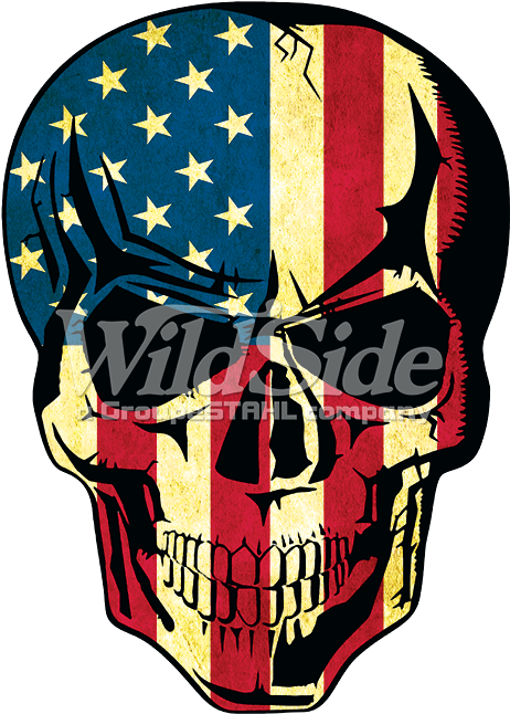 American Flag Skull - Men's Long Sleeve Shirt American Flag Skull - White (675x675)