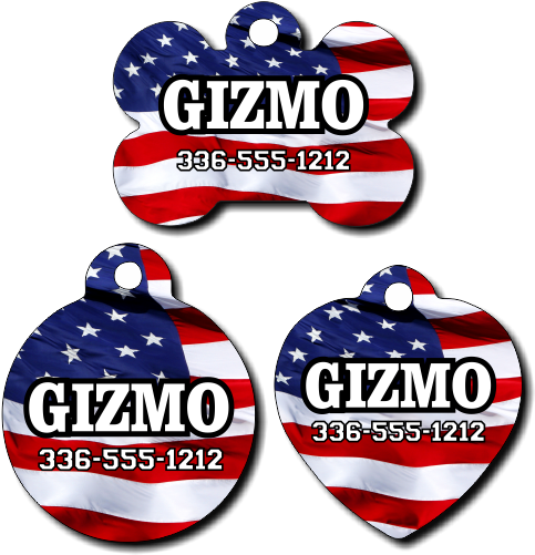 Personalized American Flag Pet Tag For Dogs And Cats - Annin 3x5 American Flag - Made In The Usa (500x503)