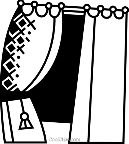 Curtains Royalty Free Vector Clip Art Illustration - Curtains Royalty Free Vector Clip Art Illustration (430x480)